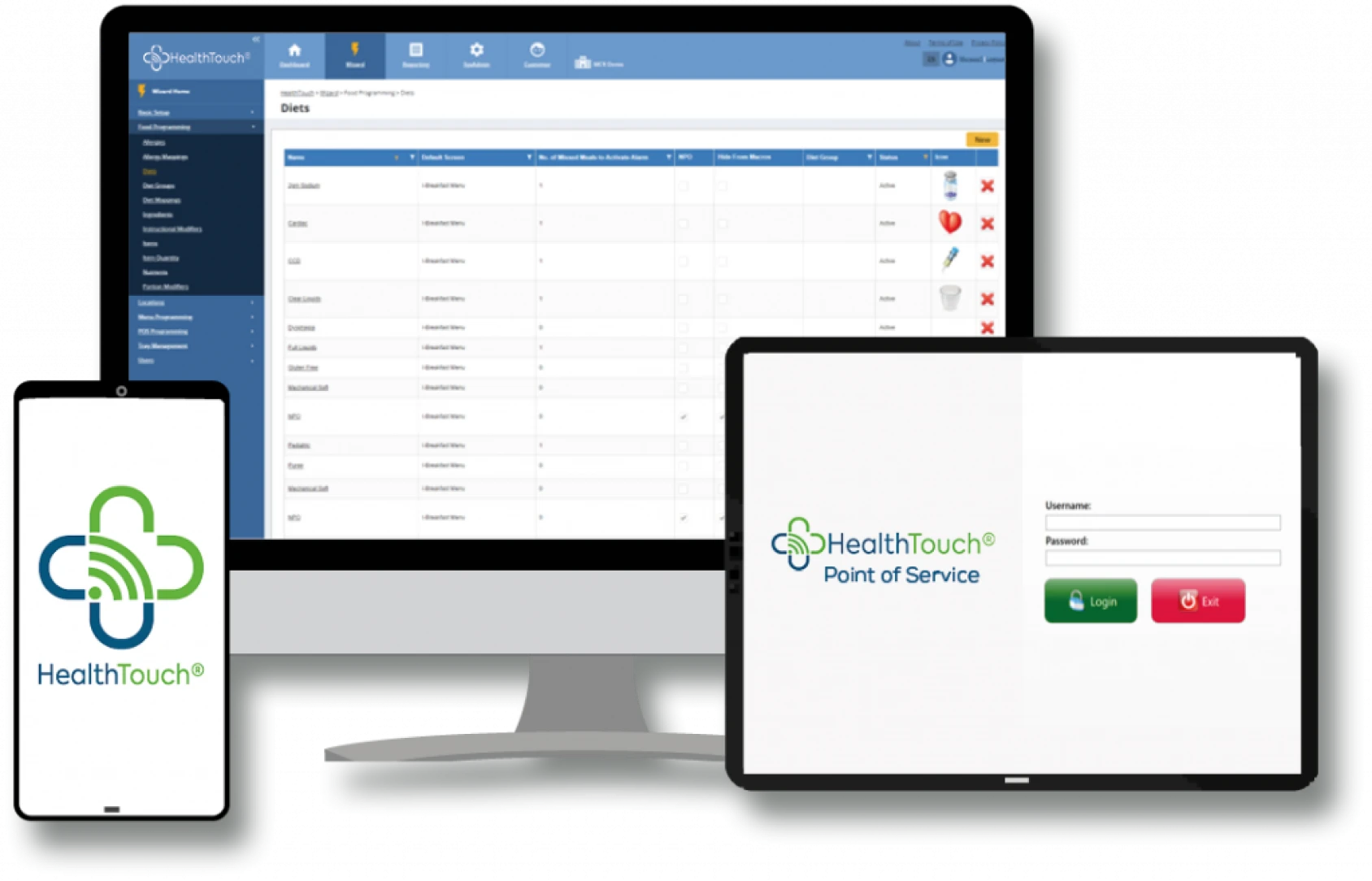 Healthcare interface on screen